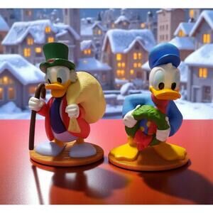Disney Donald Duck & Scrooge McDuck Christmas Figurines Collectible Pair